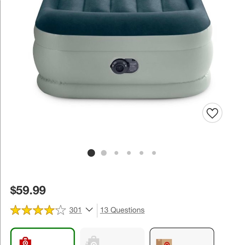 15" intex airbed mattress with deluxe internal pump included